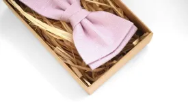 Light Pink Linen Bow Tie - Ideal for Weddings, Matching Sets, Men & Kids