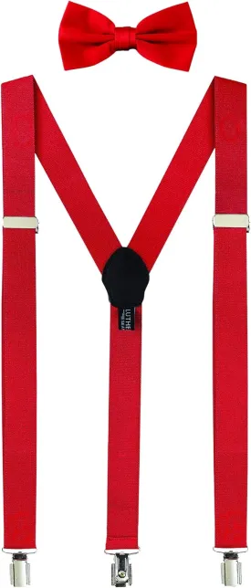 LUTHER PIKE SEATTLE Mens Bow Tie And Suspenders Set For Men Gift Box - For Formal Dress Bowtie & Braces - Prom Dance Wedding