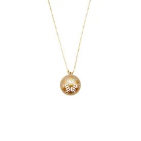 Maki-e Urushi Lacquer Pendant Necklace - White South Sea Pearl Shell / Geometric Hemp-Leaf Pattern -, Traditional Japanese Urushi Lacquer Jewelry