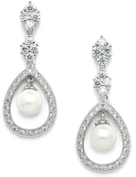 Mariell Pearl Bridal Wedding Earrings for Bride, Pearl Jewelry for Bridesmaid, Prom, Mother of the Bride
