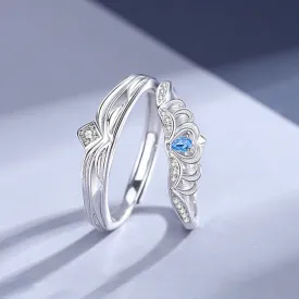 Matching King Queen Crown Wedding Rings Set