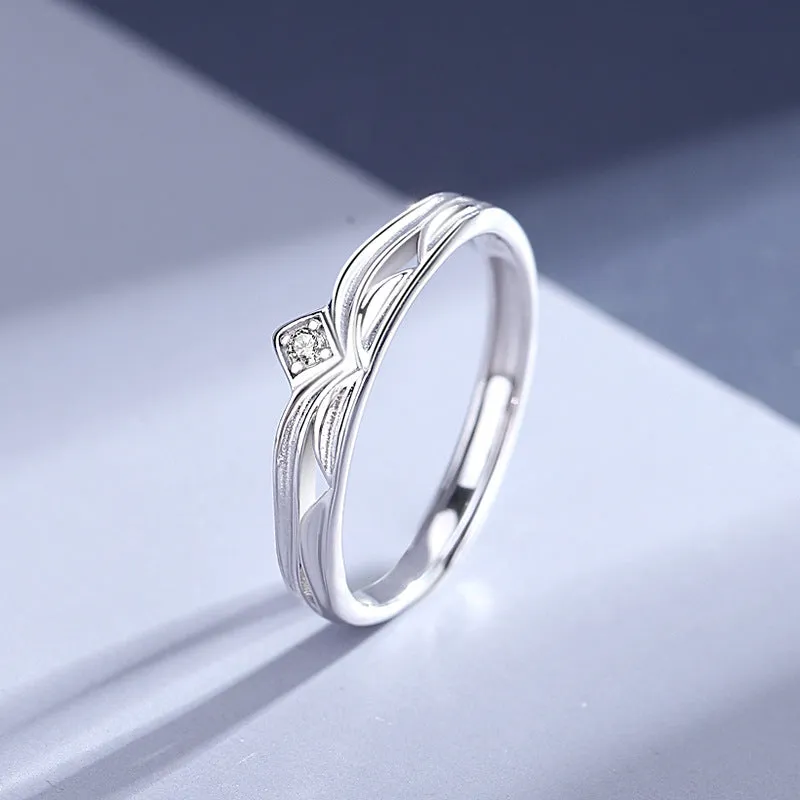 Matching King Queen Crown Wedding Rings Set