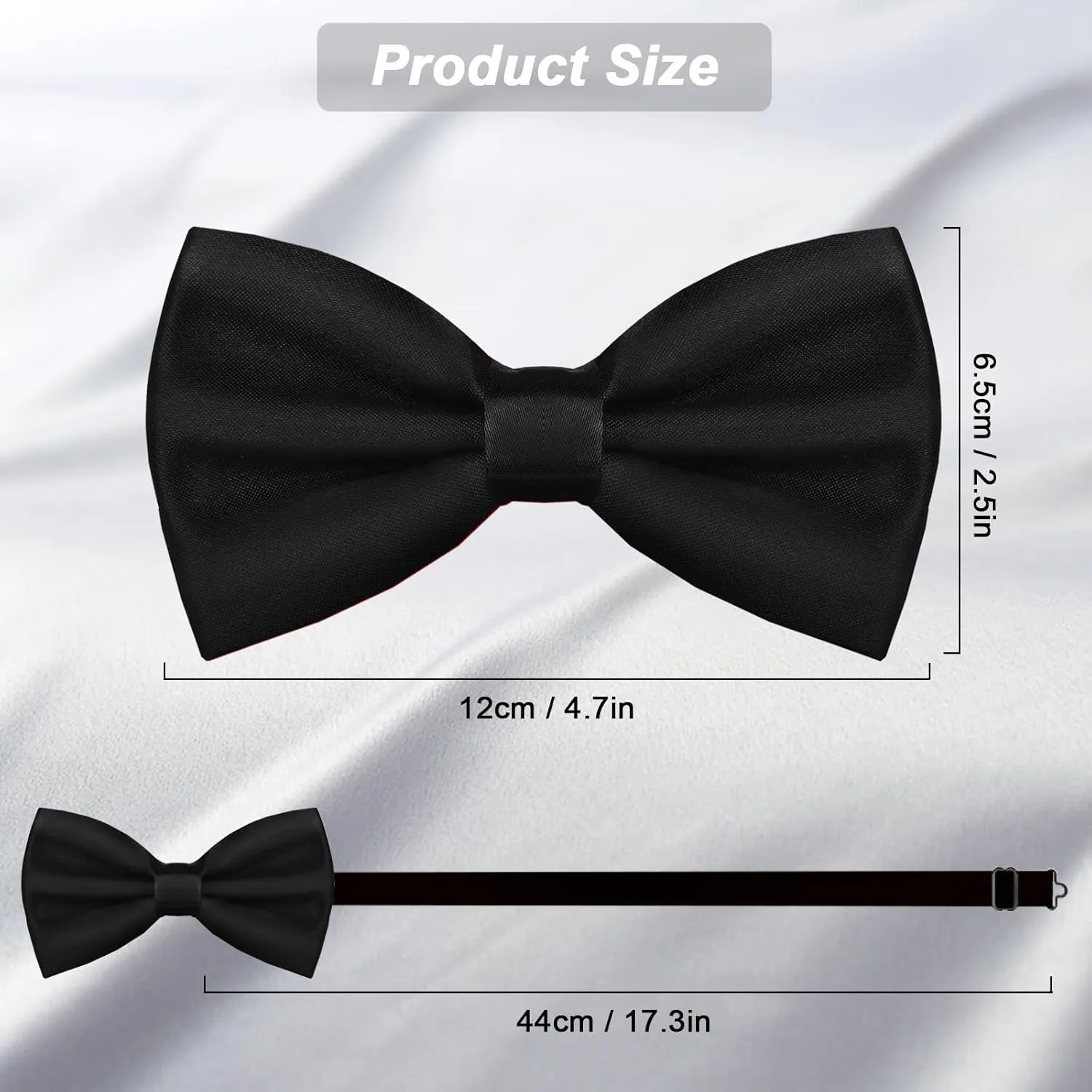 Men's Bow Ties Solid Color Pre-Tied Bow Tie Satin Formal Tuxedo Bowtie Adjustable Neck Bowtie for Men Wedding Party