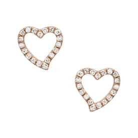Men's Empty Heart Diamond Stud Earrings 0.12ct 14K Rose Gold