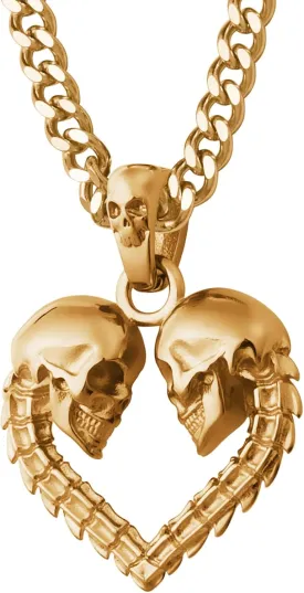 Mens Gold Skull Necklace Stainless Steel Gothic Punk Biker Skull Pendant Necklaces Chain Jewelry for Men 55/60/70cm