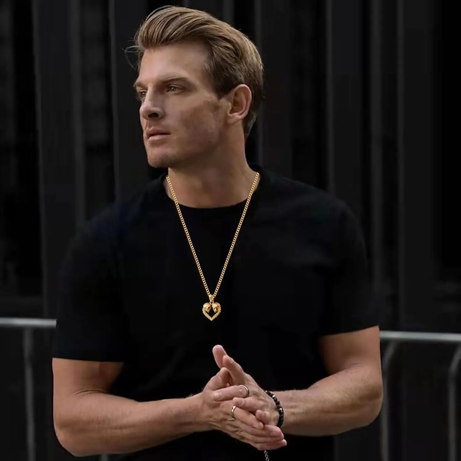 Mens Gold Skull Necklace Stainless Steel Gothic Punk Biker Skull Pendant Necklaces Chain Jewelry for Men 55/60/70cm