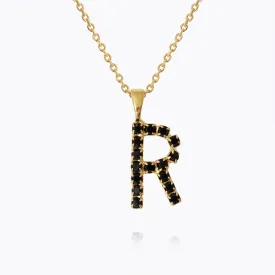 Mini Letter Necklace R / Black