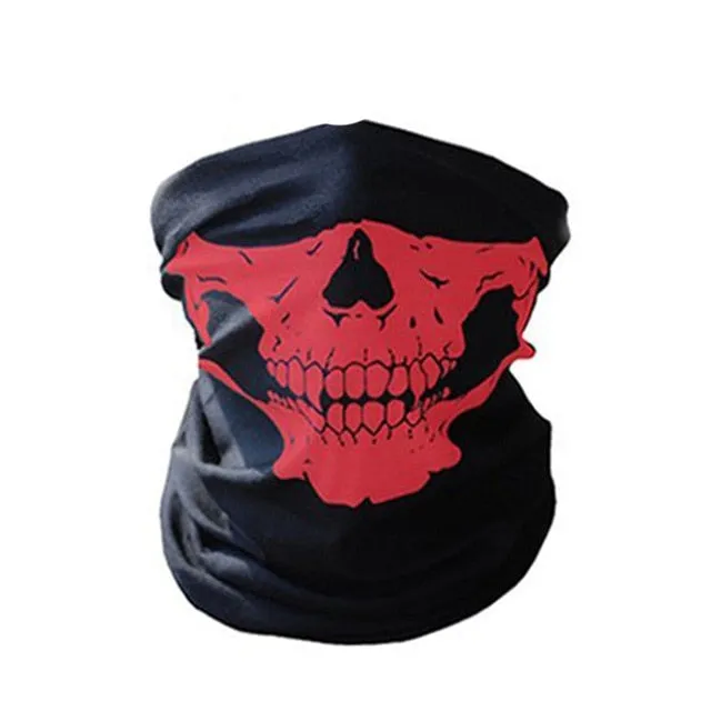 Motorcycle Mask Skull Ghost Mask Biker Face Shield Face Masks Neck Scarf Halloween Masquerade Mask Unisex