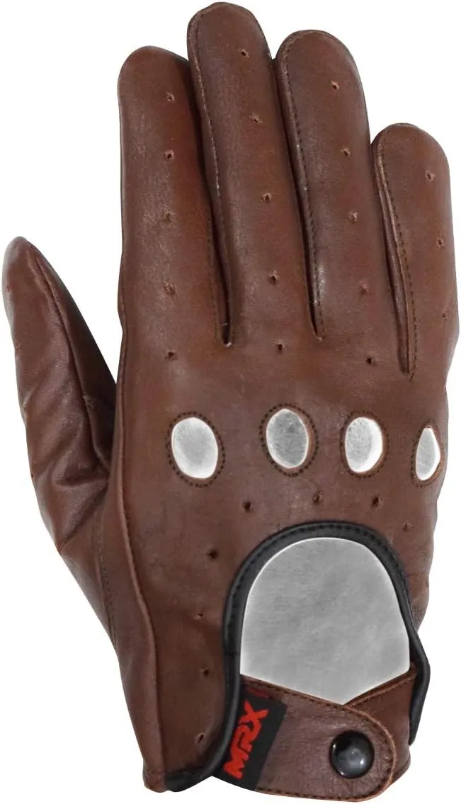 MRX BOXING & FITNESS Mens Driving Gloves Basic Soft Goat Leather Fingerless Breathable Biker Motorcycle Riding Cycling Shooting Button Gloves Full Finger, Black