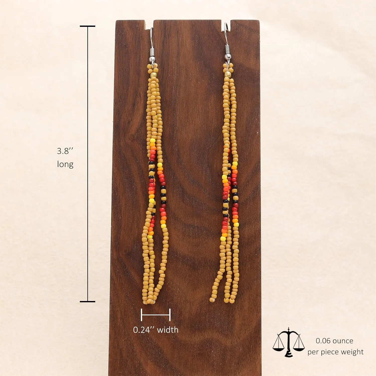 Native Long Beaded Tassel Earrings for Women, Boho Handmade Colorful Seed Beads Statement Dangle Earing Prom Jewelry Gift.