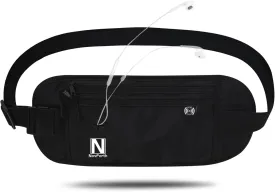 NovForth RFID Travel Money Belt - Anti-Theft Passport Holder Waist Pack with Large Capacity, Waterproof Fanny Pack for Men & Women, Adjustable Waist Wallet for Airport Security & Travel Accessories