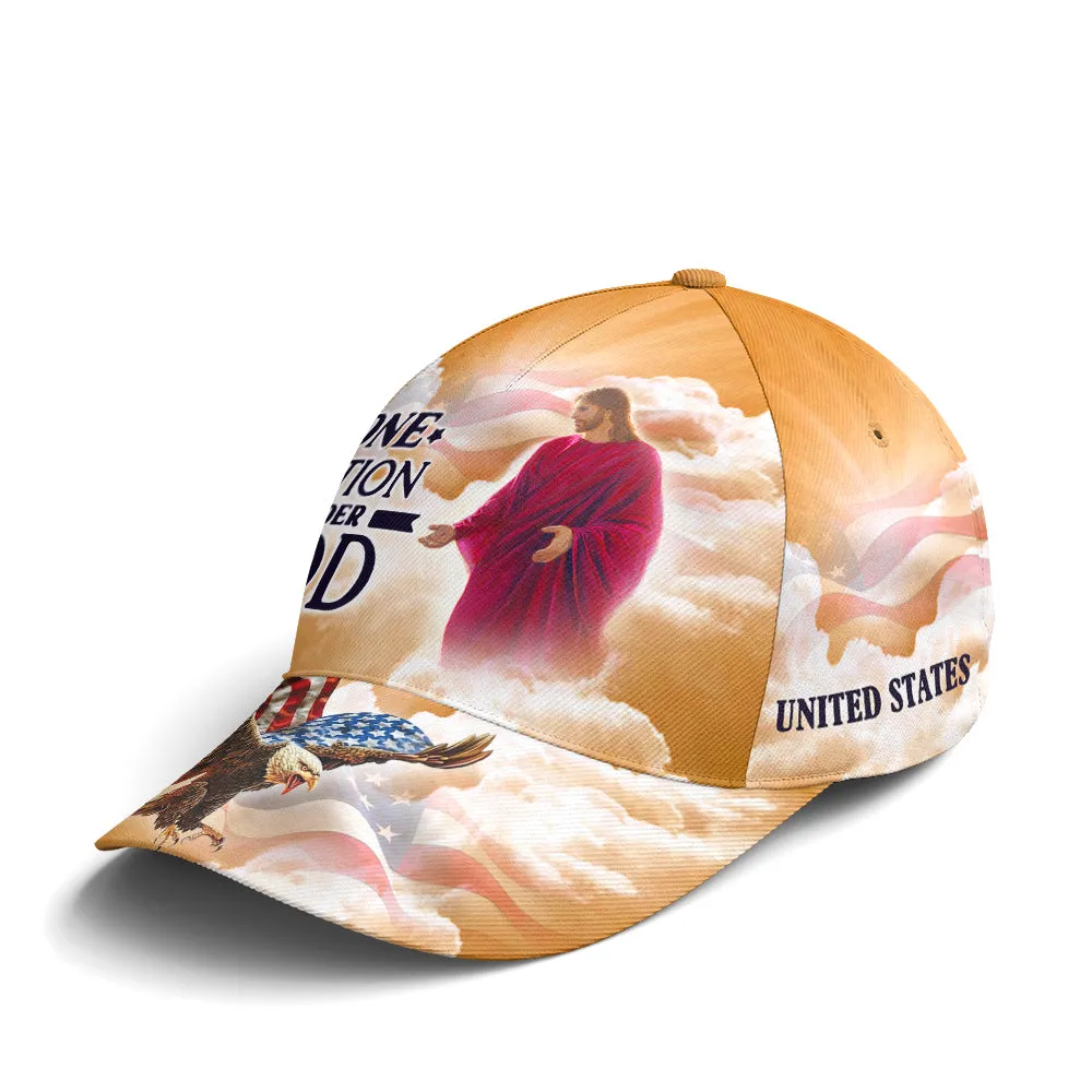 One Nation Under God Baseball Cap For Jesus Lovers Drawing Vector Style Yellow Coolspod