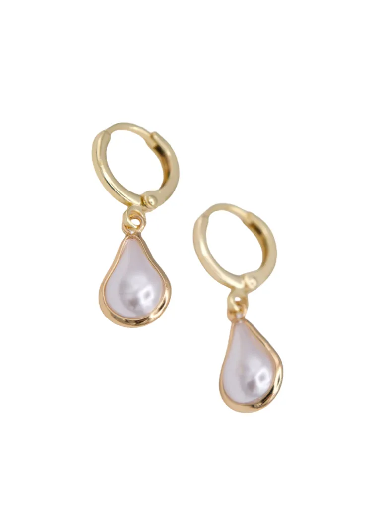 PEARL DROP Huggie Earrings