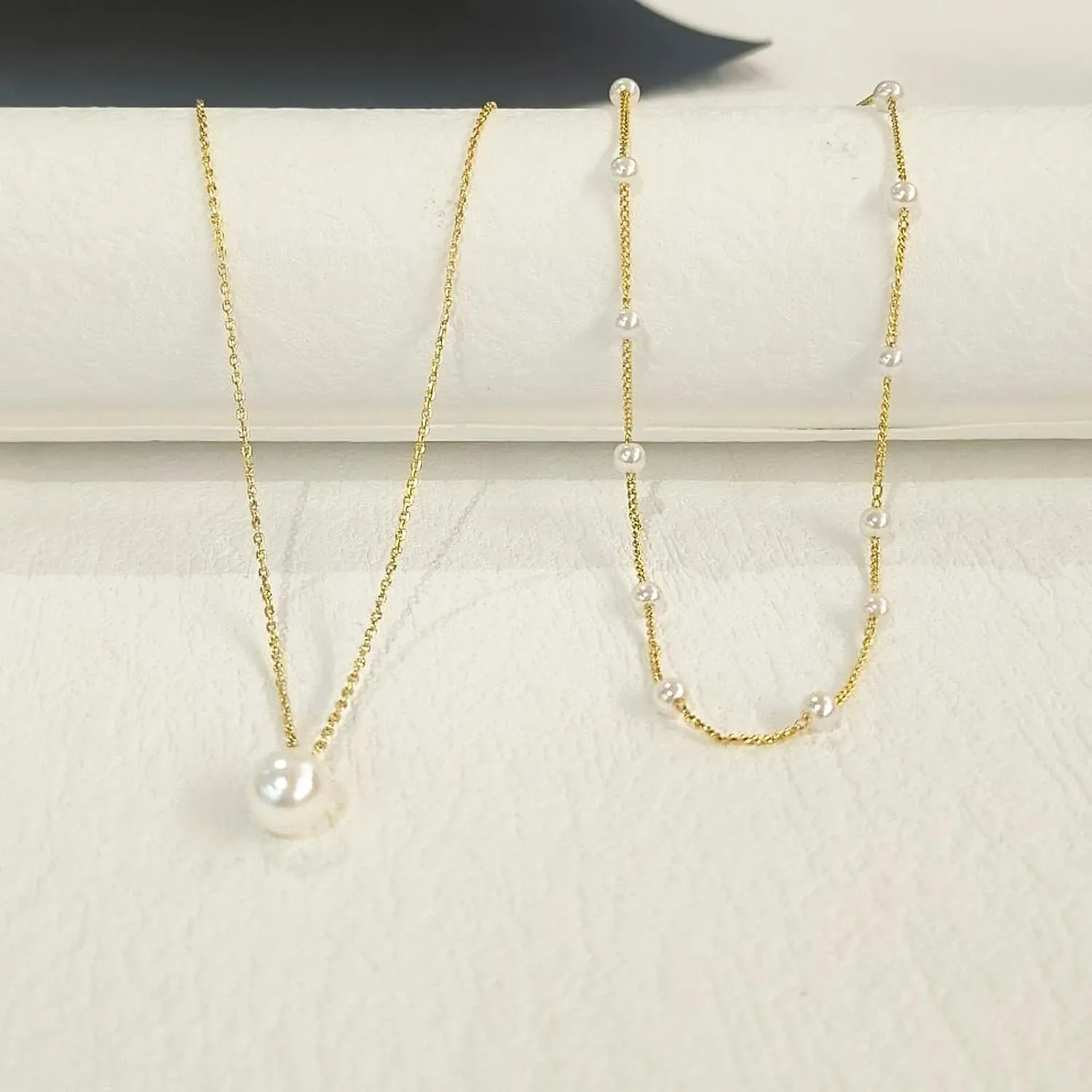 Pearl Necklace for Women Layered Trendy 14K Gold Plated Dainty Pearl Pendant Choker Set Handmade Pearl Gold Necklace Stack Simple Cute Jewelry Gifts for Women