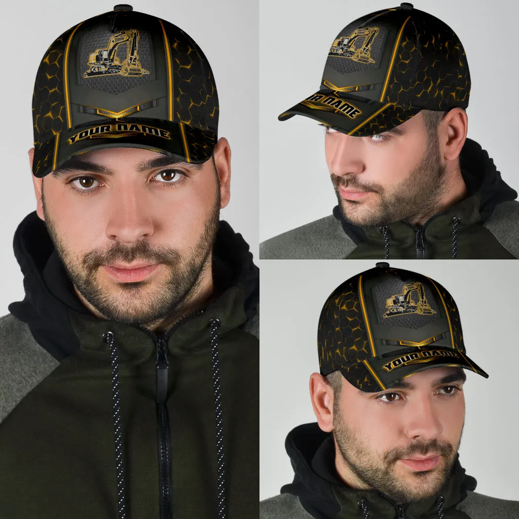 Personalized Excavator Heavy Equipment Cap Hat For Man And Women, Gift To Excavator Man