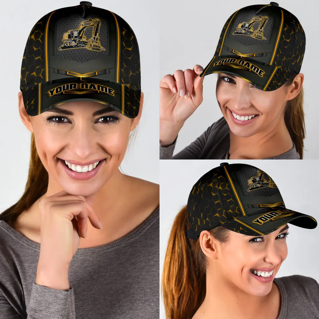 Personalized Excavator Heavy Equipment Cap Hat For Man And Women, Gift To Excavator Man