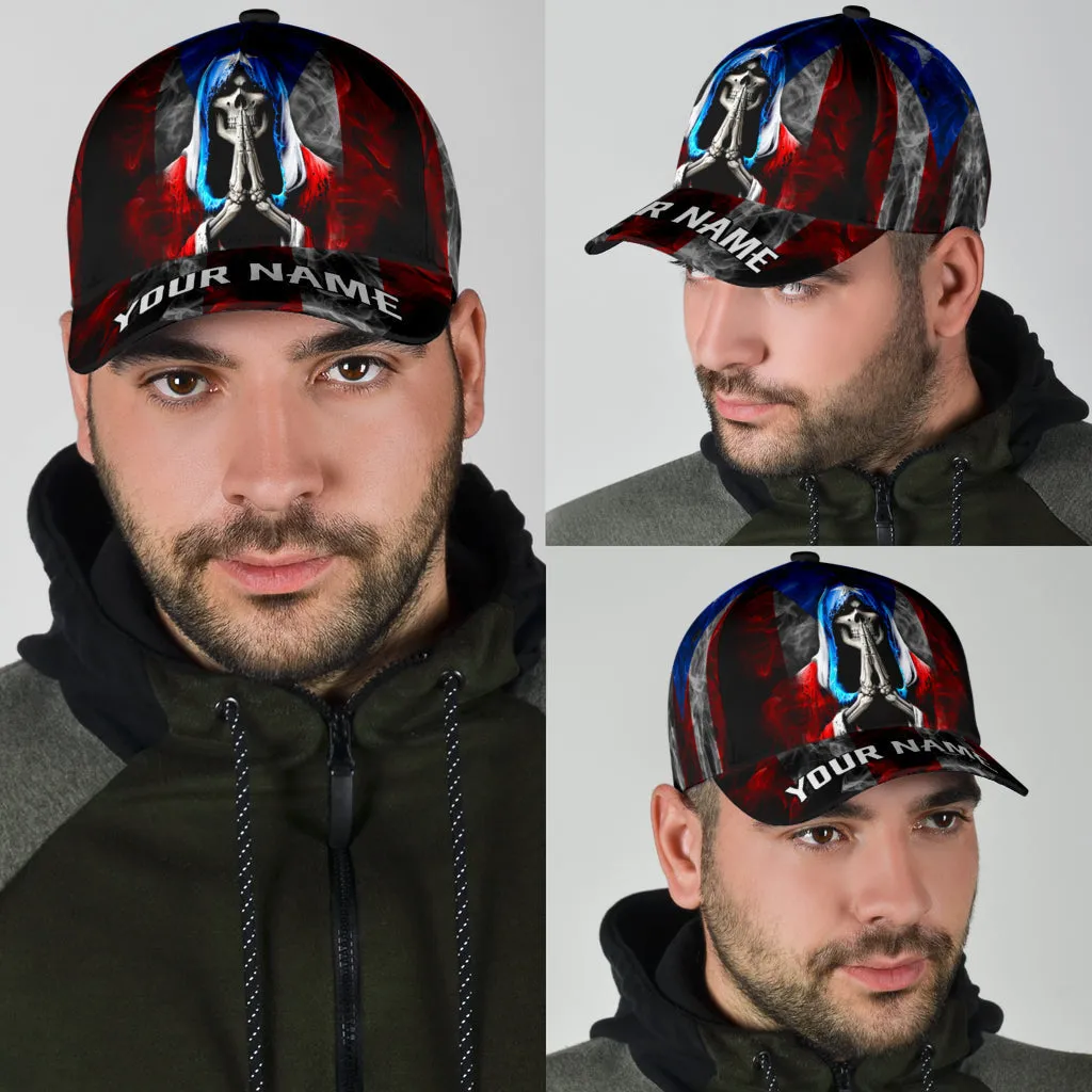 Personalized With Name Puerto Rico Cap, Puerto Rican Cap Hat For Men And Women, Skull Puerto Rico Cap Hat