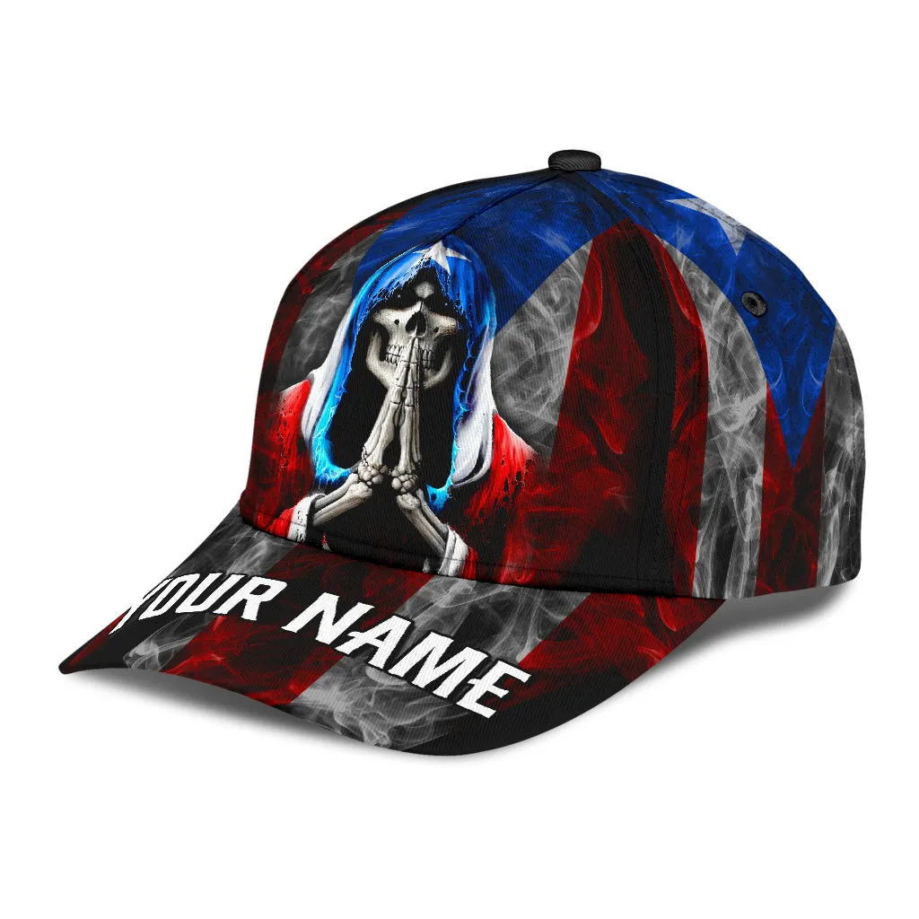 Personalized With Name Puerto Rico Cap, Puerto Rican Cap Hat For Men And Women, Skull Puerto Rico Cap Hat