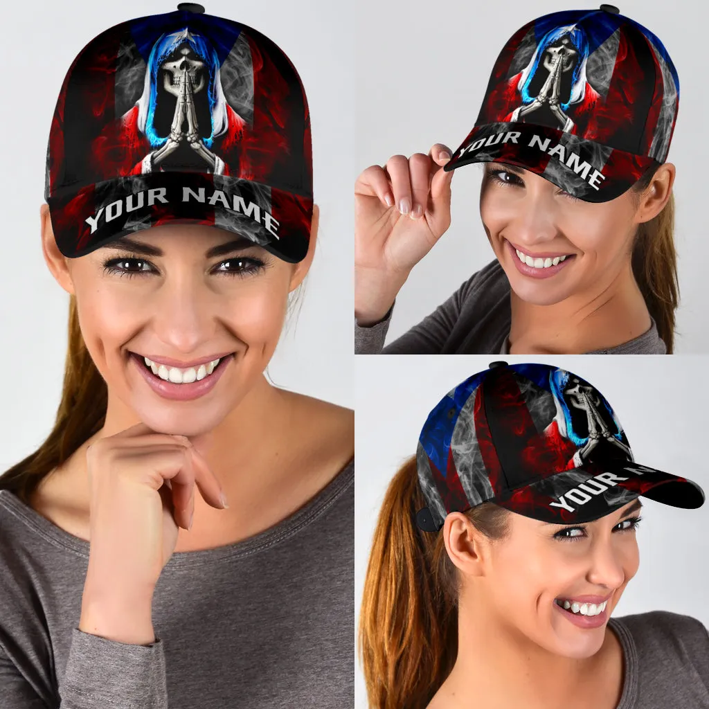 Personalized With Name Puerto Rico Cap, Puerto Rican Cap Hat For Men And Women, Skull Puerto Rico Cap Hat