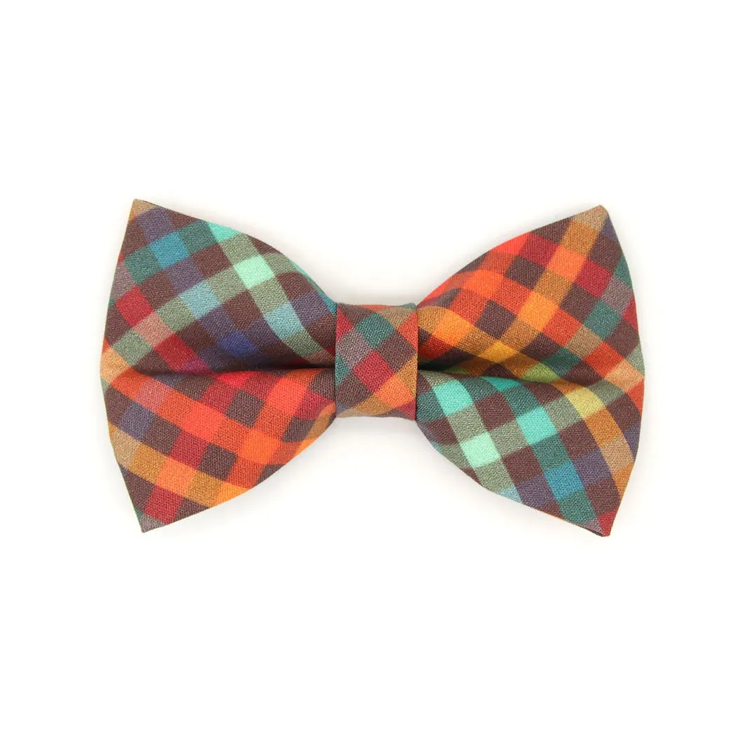 Pet Bow Tie - "Campfire" - Smoky Plaid Cat Bow Tie / Fall, Autumn, Thanksgiving / For Cats   Small Dogs (One Size)