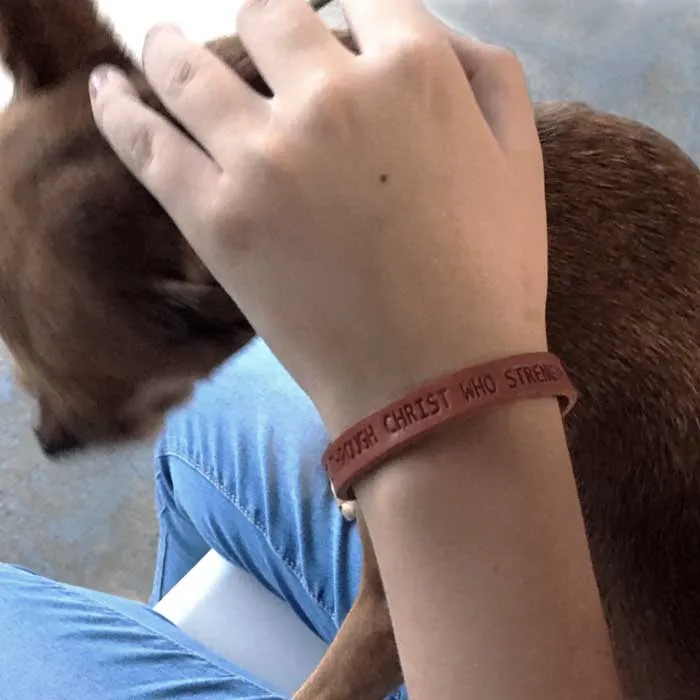 Philippians 4:13 Small Leather Bracelet