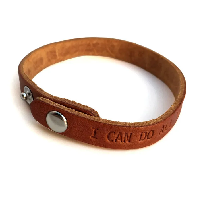 Philippians 4:13 Small Leather Bracelet