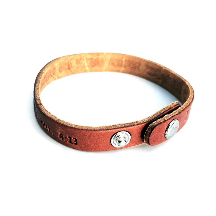 Philippians 4:13 Small Leather Bracelet