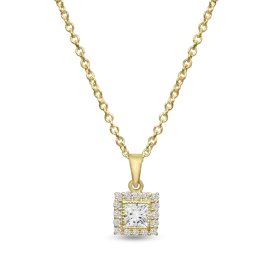 Princess halo pendant with Cubic Zirconia