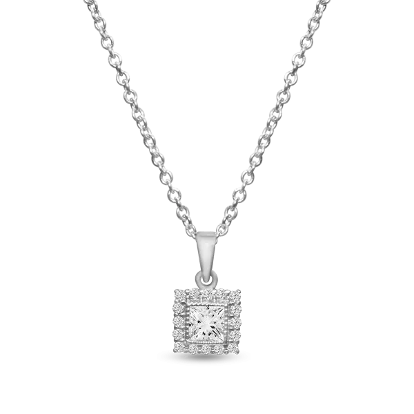 Princess halo pendant with Cubic Zirconia