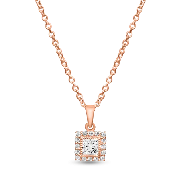 Princess halo pendant with Cubic Zirconia