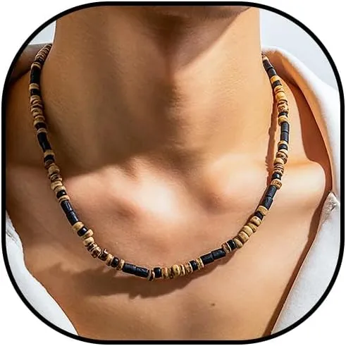 Puka Shell Necklace Men Shell Beaded Necklaces Mens Beach Vacation Essentials Hawaiian Surfer Necklace Jewelry Summer Outfits for Men