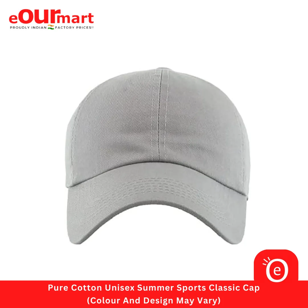 Pure Cotton Unisex Summer Sports Classic Cap (Colour And Design May Vary)