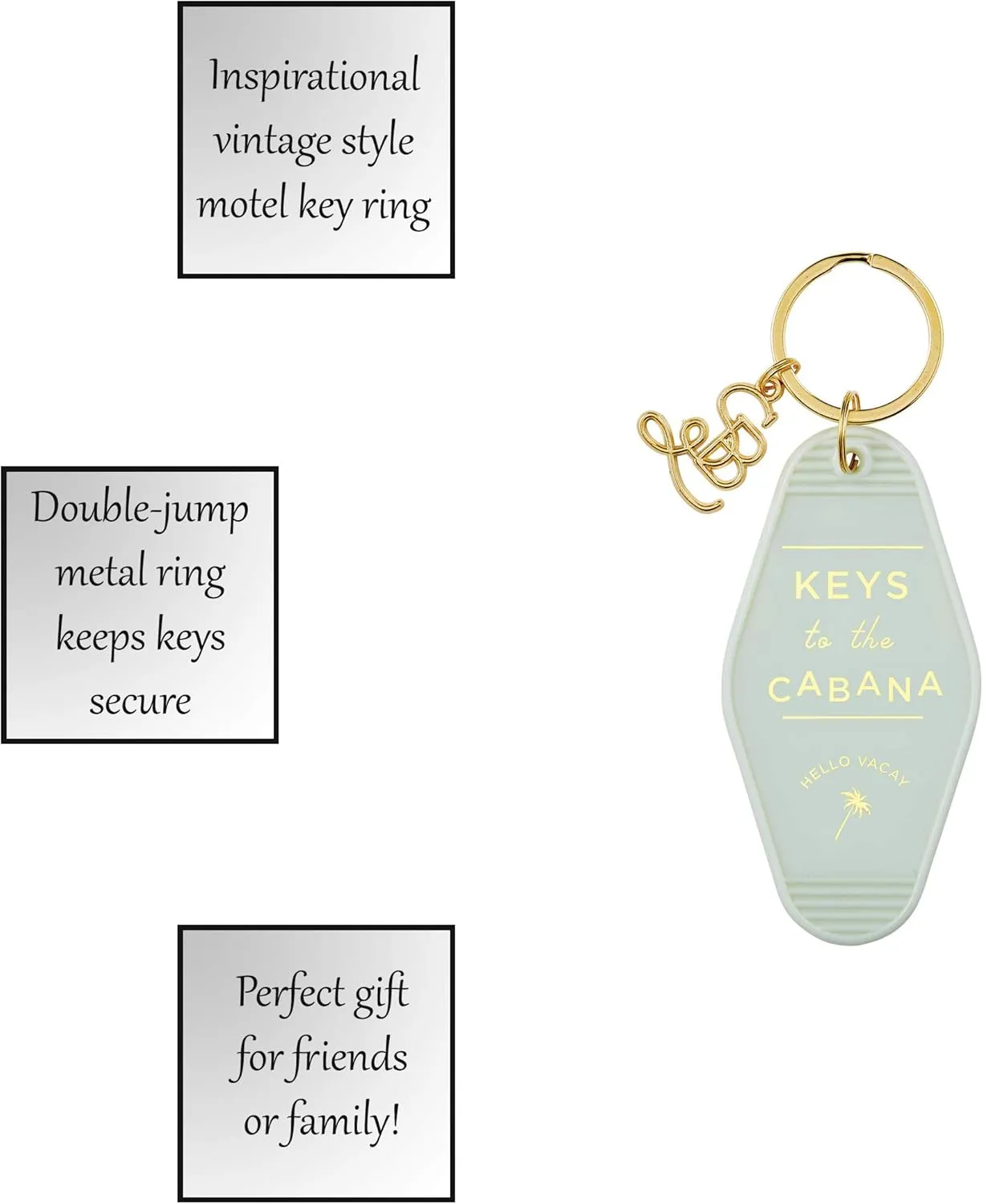 Santa Barbara Design Studio Keychain Lili   Delilah Small Gifts Vintage Motel Key Tag Key Ring, 3.5" Long, Cabana (Grey)