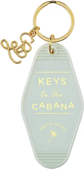 Santa Barbara Design Studio Keychain Lili   Delilah Small Gifts Vintage Motel Key Tag Key Ring, 3.5" Long, Cabana (Grey)