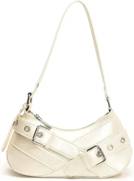 Sanxine Shoulder Bag for Women Y2k Small Purse Designer Punk Style Hobo Handbags Vegan Leather Trendy Crescent Bags