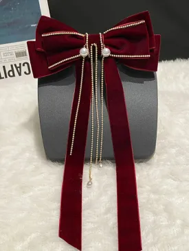 Scarlet Darkness Velvet Bow Hairpin