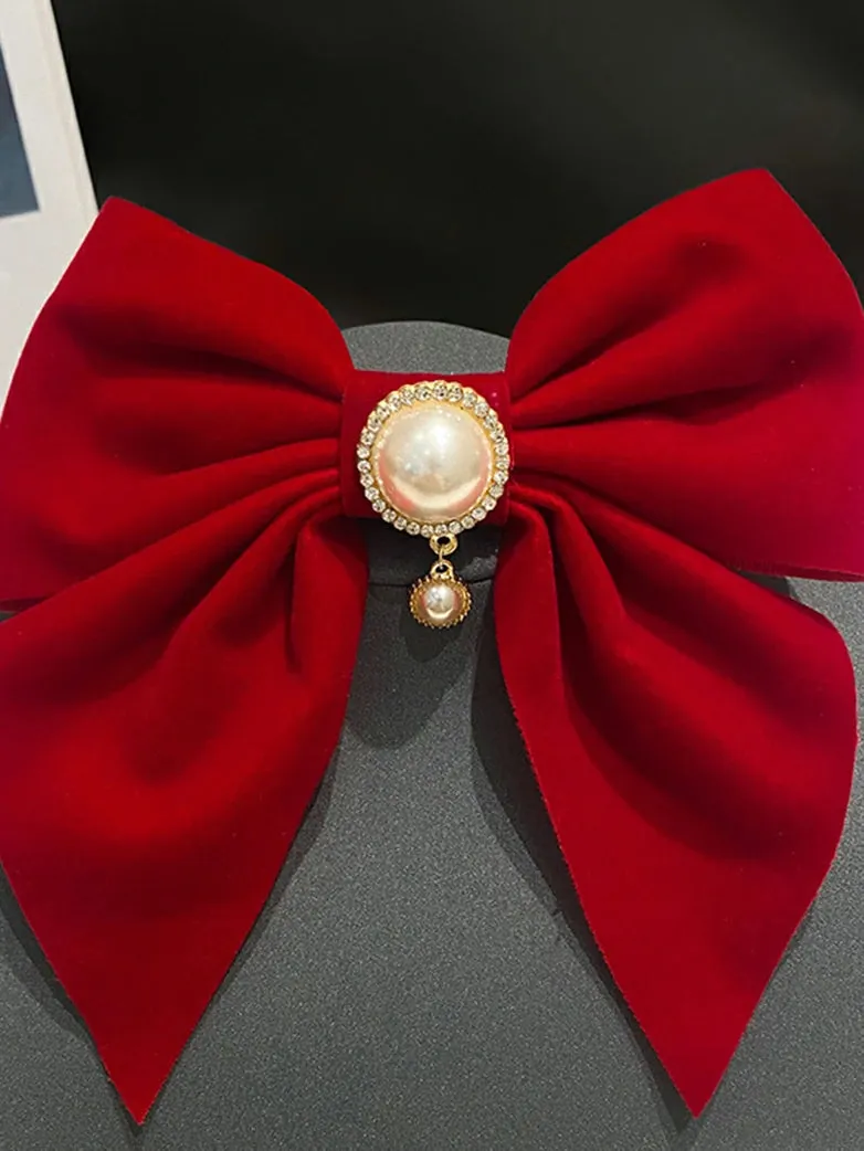 Scarlet Darkness Velvet Bow Hairpin