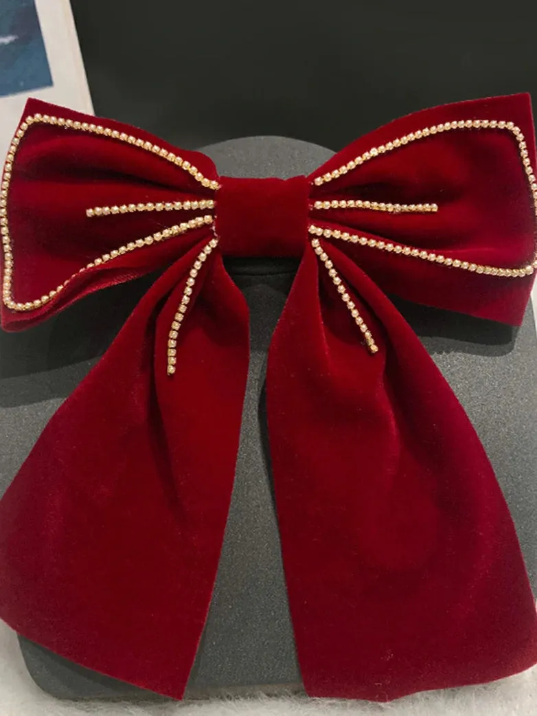 Scarlet Darkness Velvet Bow Hairpin