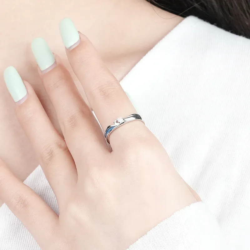 Sea and Mountain Couple Rings Set for Two