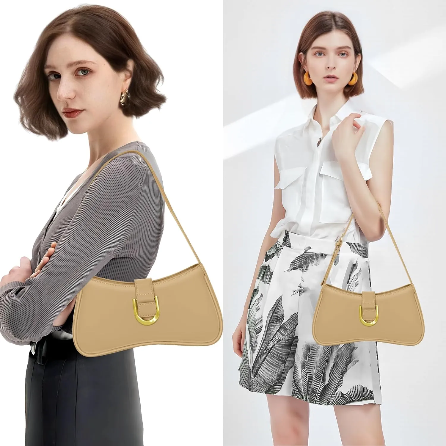 Shoulder Bag for Women Y2K Trendy Underarm Purse Vegan Leather Clutch Hobo Handbags