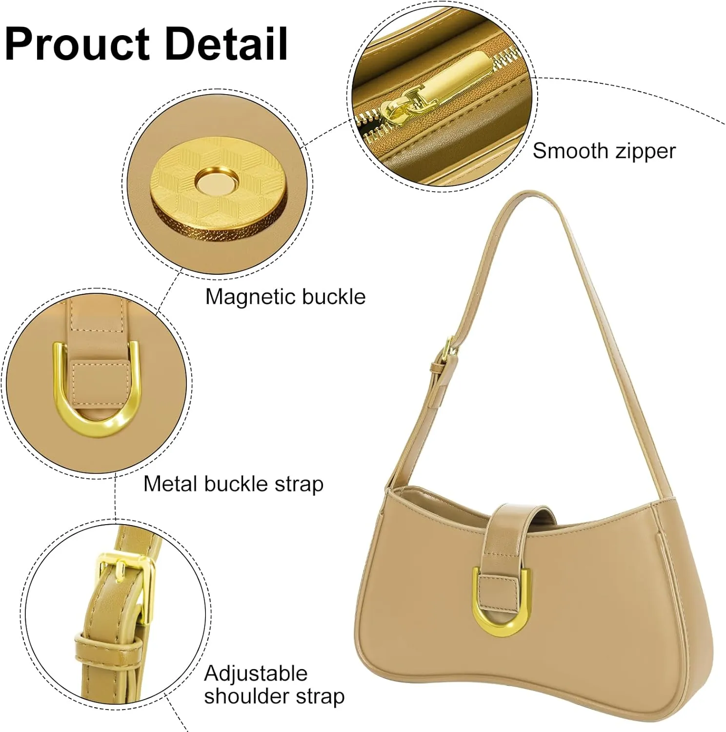 Shoulder Bag for Women Y2K Trendy Underarm Purse Vegan Leather Clutch Hobo Handbags