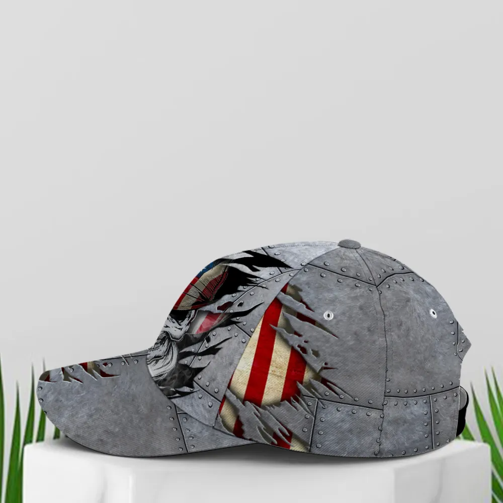 Skull Cowboy US Flag Pattern Metallic Baseball Cap Coolspod