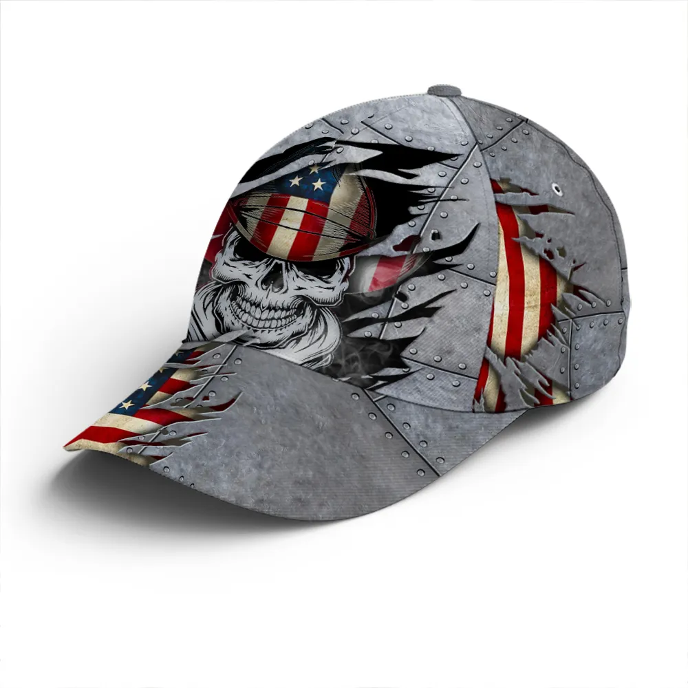 Skull Cowboy US Flag Pattern Metallic Baseball Cap Coolspod