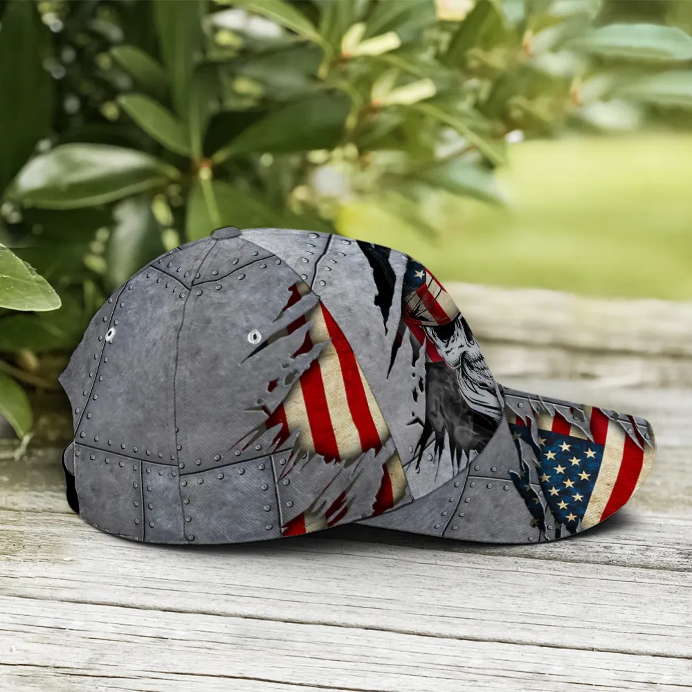 Skull Cowboy US Flag Pattern Metallic Baseball Cap Coolspod