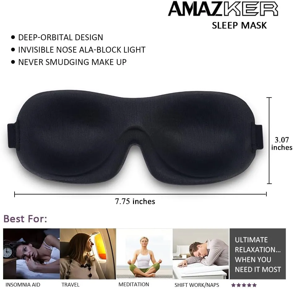 Sleep Mask 2 Pack, Invisible Alar Deep Orbit 3D Eye Mask Ultra Lightweight & Comfortable Sleeping Mask for Side Sleeper, Sleeping Mask & Blindfold Soft Breathable for Women Men Relaxing Zero Pressure