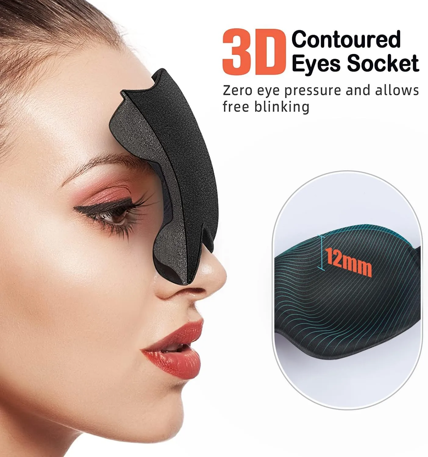 Sleep Mask 2 Pack, Invisible Alar Deep Orbit 3D Eye Mask Ultra Lightweight & Comfortable Sleeping Mask for Side Sleeper, Sleeping Mask & Blindfold Soft Breathable for Women Men Relaxing Zero Pressure