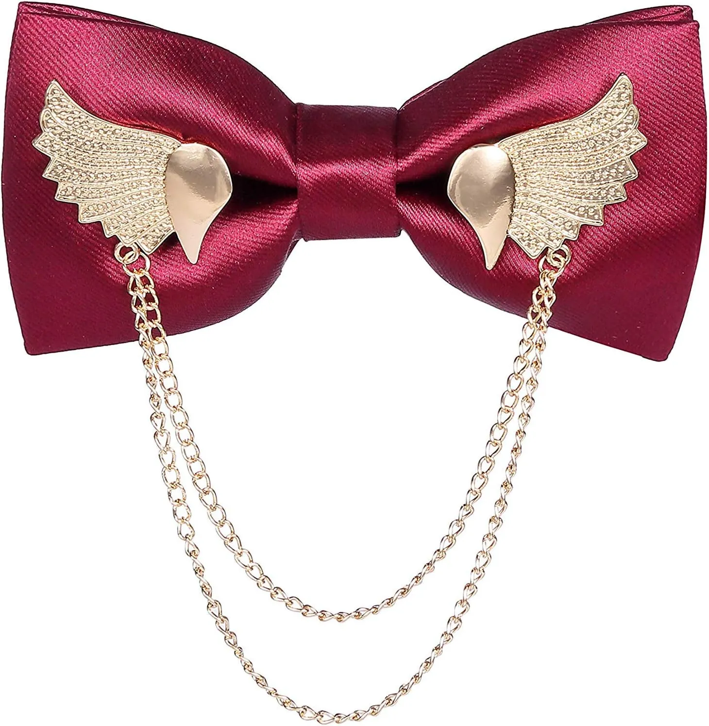 Solid Bow Tie Metal Golden Wing Bowties Hanky Set Tuxedo Banquet Neck Tie