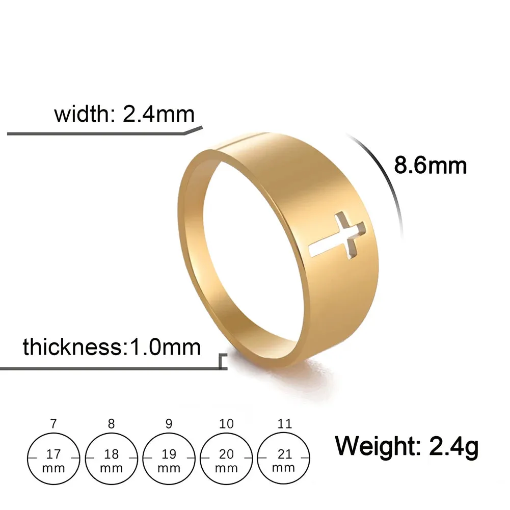 Stainless Steel Gothic Cross Couple Rings