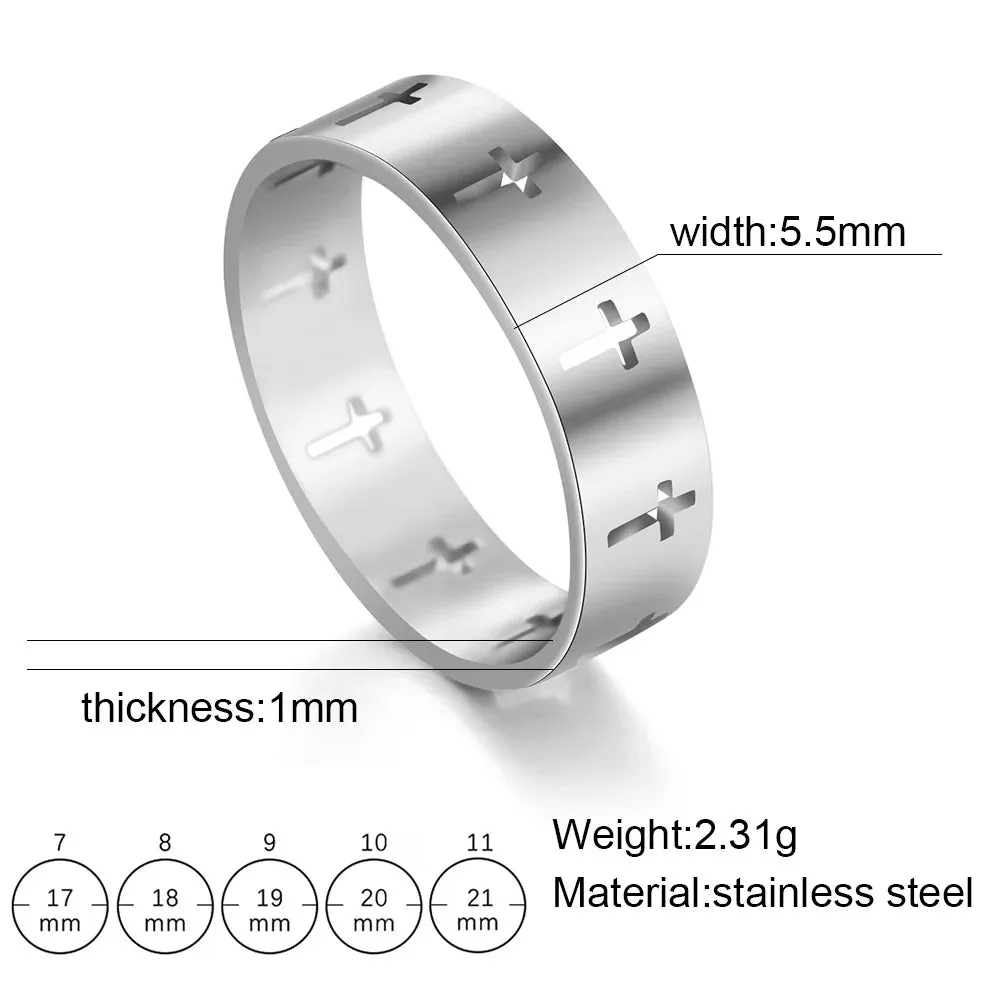 Stainless Steel Gothic Cross Couple Rings
