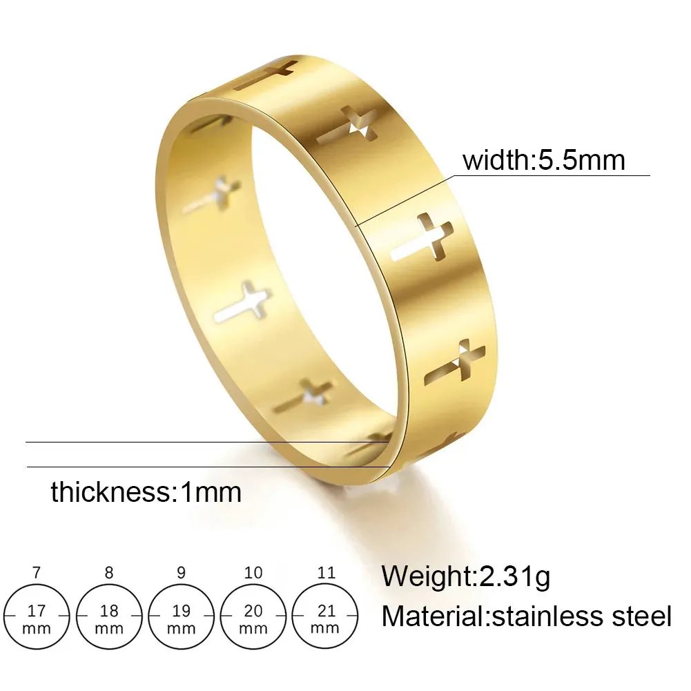 Stainless Steel Gothic Cross Couple Rings